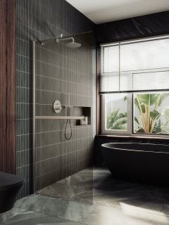 Душевая перегородка MaybahGlass MGD-727-5ш 79см хром матовый